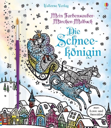 Buchcover und Innenansicht für das Buch: Mein Farbenzauber-Märchen-Malbuch: Die Schneekönigin