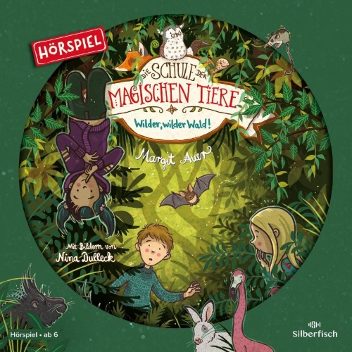 Buchcover und Innenansicht für das Buch: Die Schule der magischen Tiere - Hörspiele 11: Wilder, wilder Wald! Das Hörspiel