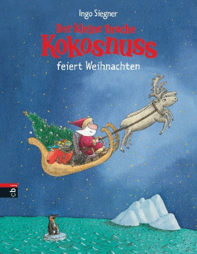 Buchcover und Innenansicht für das Buch: Der kleine Drache Kokosnuss feiert Weihnachten