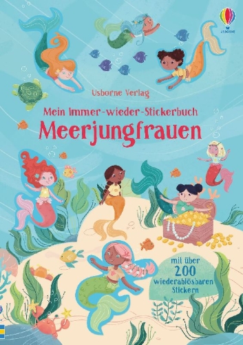 Buchcover und Innenansicht für das Buch: Mein Immer-wieder-Stickerbuch: Meerjungfrauen