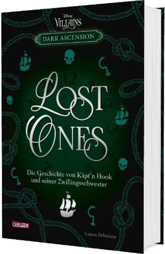 Buchcover und Innenansicht für das Buch: Disney Villains - Dark Ascension 2: LOST ONES -  Die Geschichte von Käpt'n Hook und seiner Zwillingsschwester