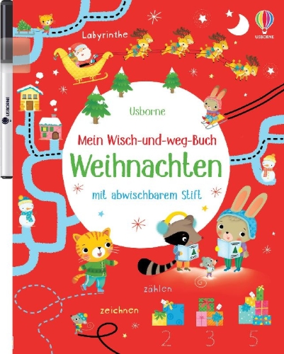 Buchcover und Innenansicht für das Buch: Mein Wisch-und-weg-Buch: Weihnachten