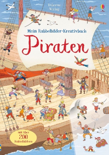 Buchcover und Innenansicht für das Buch: Mein Rubbelbilder-Kreativbuch: Piraten