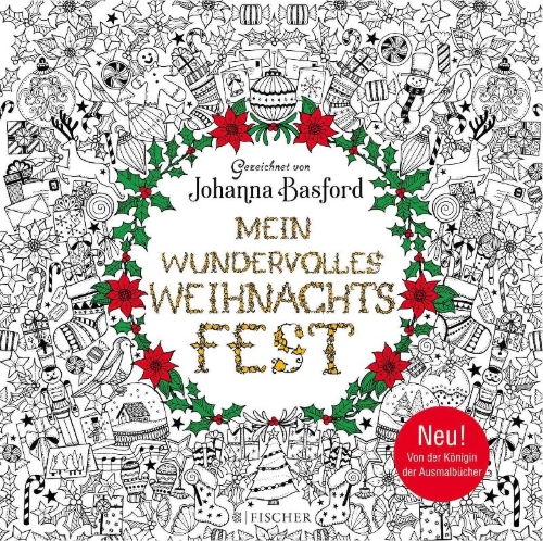 Buchcover und Innenansicht für das Buch: Johanna's Christmas. A Festive Coloring Book
