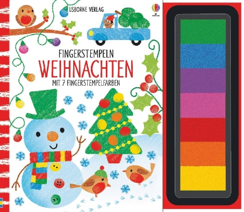 Buchcover und Innenansicht für das Buch: Fingerstempeln: Weihnachten