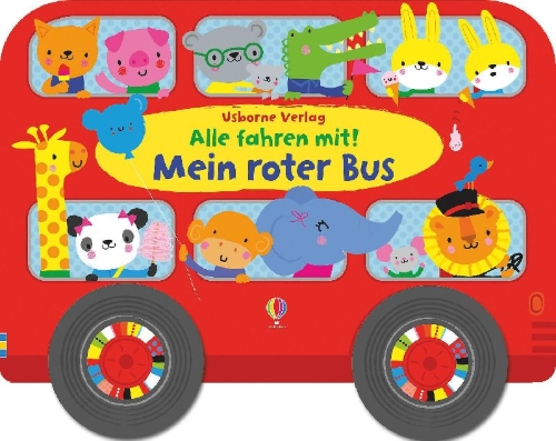 Buchcover und Innenansicht für das Buch: Alle fahren mit! Mein roter Bus