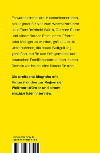 Buchcover und Innenansicht für das Buch: Die drei aus einer Klasse: Würth, Sturm, Berner
