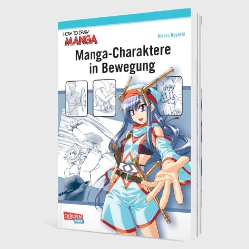 Buchcover und Innenansicht für das Buch: Manga-Charaktere in Bewegung