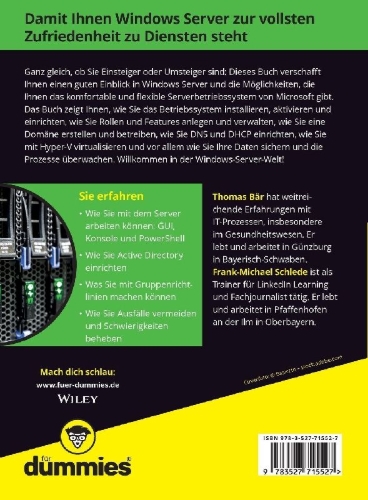Buchcover und Innenansicht für das Buch: Windows Server für Dummies