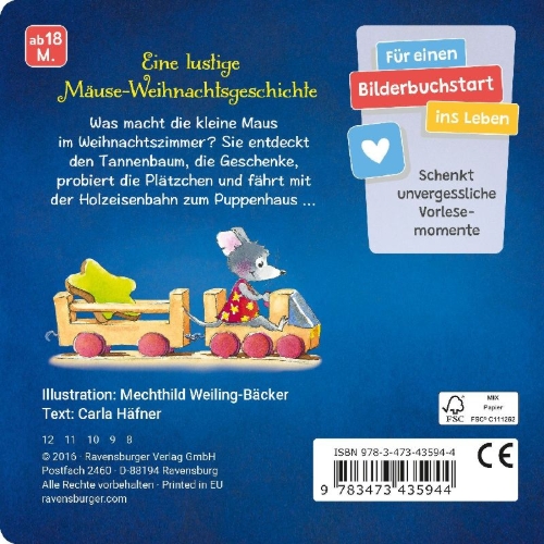Buchcover und Innenansicht für das Buch: Die kleine Weihnachtsmaus