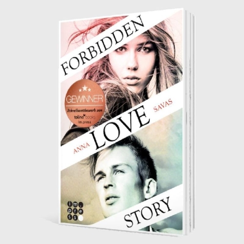 Buchcover und Innenansicht für das Buch: Forbidden Love Story. Weil ich dir begegnet bin