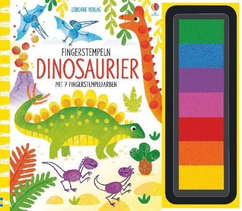Buchcover und Innenansicht für das Buch: Fingerstempeln: Dinosaurier