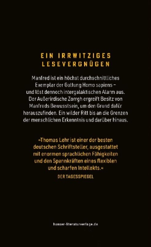Buchcover und Innenansicht für das Buch: Manfred - Bekenntnisse eines Außerirdischen
