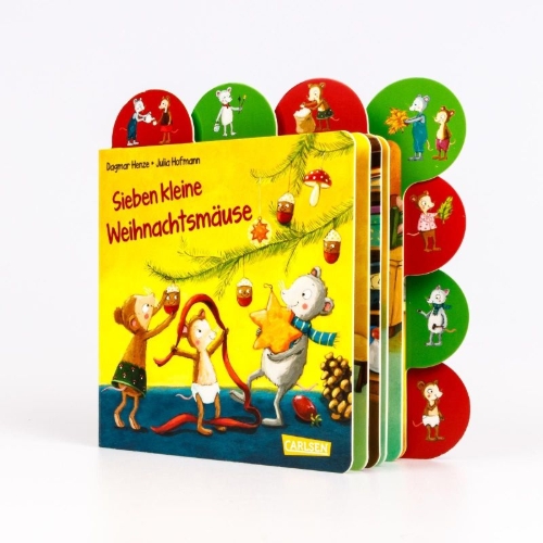 Buchcover und Innenansicht für das Buch: Sieben kleine Weihnachtsmäuse