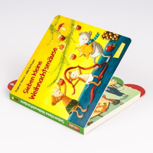 Buchcover und Innenansicht für das Buch: Sieben kleine Weihnachtsmäuse