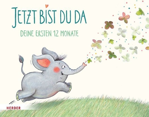 Buchcover und Innenansicht für das Buch: Jetzt bist du da - Deine ersten 12 Monate