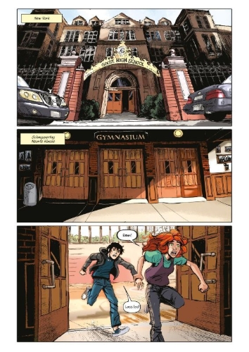 Buchcover und Innenansicht für das Buch: Percy Jackson (Comic) 4: Die Schlacht um das Labyrinth