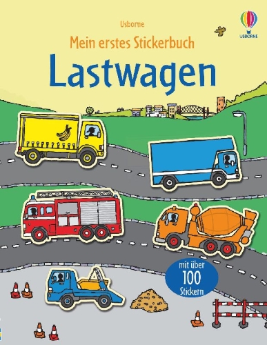 Buchcover und Innenansicht für das Buch: Mein erstes Stickerbuch: Lastwagen