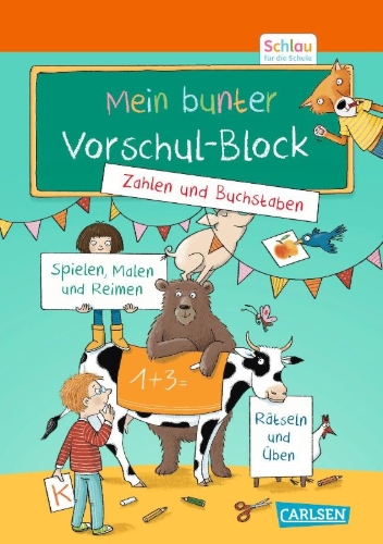 Buchcover und Innenansicht für das Buch: Schlau für die Schule: Mein bunter Vorschul-Block