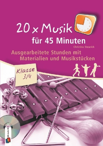 Buchcover und Innenansicht für das Buch: 20 x Musik für 45 Minuten - Klasse 3/4