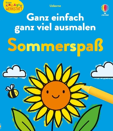 Buchcover und Innenansicht für das Buch: Kleine Kreativ-Werkstatt - Ganz einfach ganz viel ausmalen: Sommerspaß