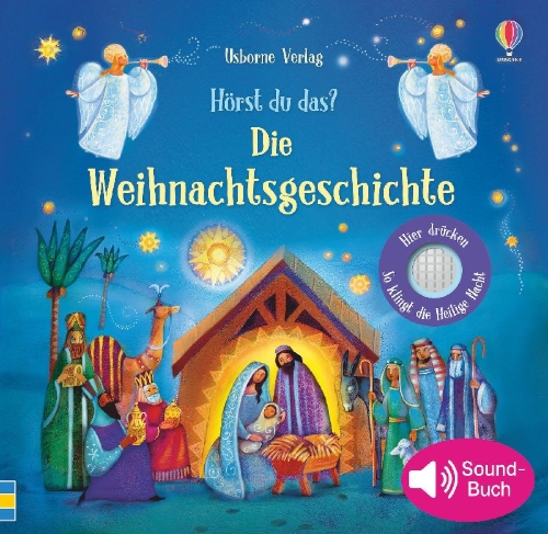 Buchcover und Innenansicht für das Buch: Hörst du das? Die Weihnachtsgeschichte