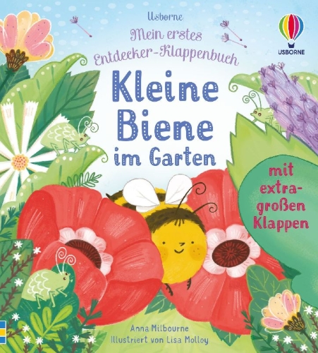 Buchcover und Innenansicht für das Buch: Mein erstes Entdecker-Klappenbuch: Kleine Biene im Garten