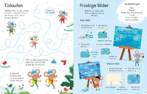Buchcover und Innenansicht für das Buch: Basteln, Rätseln, Dekorieren - Beschäftigungsspaß für die Winterzeit