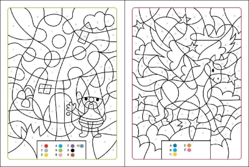 Buchcover und Innenansicht für das Buch: Mes coloriages magiques 1 - Créatures magiques