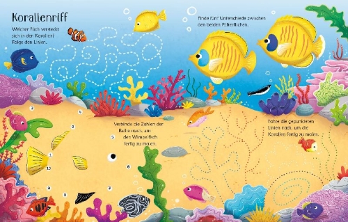 Buchcover und Innenansicht für das Buch: Mein Wisch-und-weg-Buch: Im Aquarium