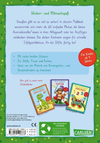 Buchcover und Innenansicht für das Buch: Mein Malblock: Wald und Wiese