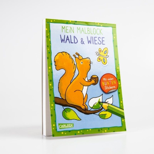 Buchcover und Innenansicht für das Buch: Mein Malblock: Wald und Wiese