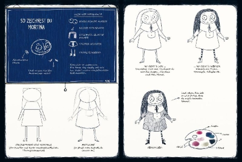 Buchcover und Innenansicht für das Buch: Gioca e crea con MORTINA - Una notte spaventosamente divertente