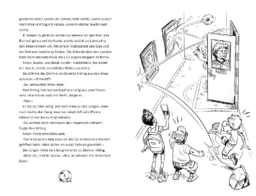 Buchcover und Innenansicht für das Buch: Team Torjäger - Aufregung im Fußballinternat