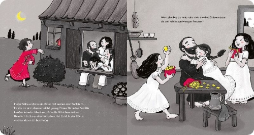 Buchcover und Innenansicht für das Buch: Die Geschichte vom heiligen Nikolaus Kontrastbuch (Pappbilderbuch)