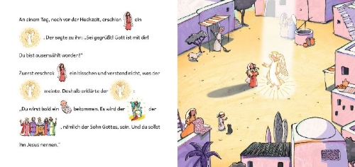 Buchcover und Innenansicht für das Buch: In einem Stall in Betlehem ...  Die Weihnachtsgeschichte in Bildwörtern