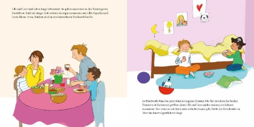 Buchcover und Innenansicht für das Buch: LESEMAUS 173: Unsere kunterbunte Familie und das neue Baby