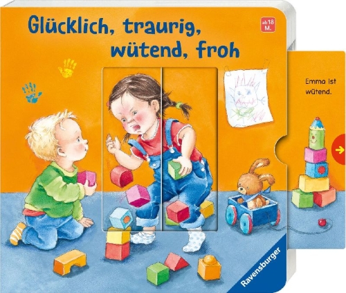 Buchcover und Innenansicht für das Buch: Glücklich, traurig, wütend, froh