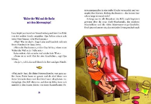 Buchcover und Innenansicht für das Buch: Gute Nacht, Opa Schlau - 10 Flunkergeschichten zum Vorlesen und Staunen