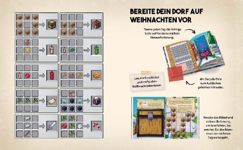 Buchcover und Innenansicht für das Buch: Escape-Adventskalender für Minecrafter: Der Angriff des Winter-Withers