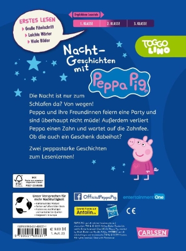 Buchcover und Innenansicht für das Buch: Peppa Wutz: Nacht-Geschichten mit Peppa Pig