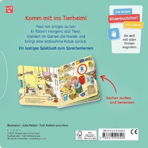Buchcover und Innenansicht für das Buch: Wo ist bloß ...? - Mein Tier-Buch zum Sachen suchen