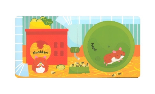 Buchcover und Innenansicht für das Buch: Babys erstes Schiebebuch: Haustiere