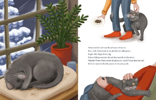 Buchcover und Innenansicht für das Buch: Schnurrige Weihnachten