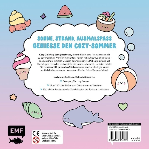 Buchcover und Innenansicht für das Buch: Sunshine Fun - Cozy Ausmalbuch zum Entspannen und Träumen