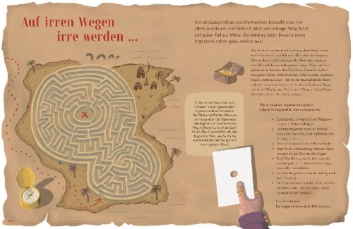 Buchcover und Innenansicht für das Buch: Das Buch der Labyrinthe und Irrgärten