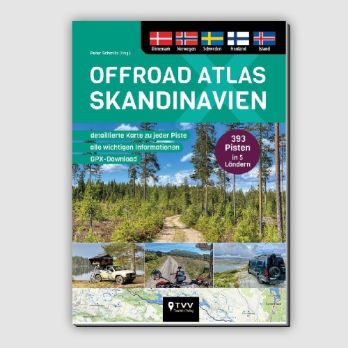 Buchcover und Innenansicht für das Buch: Offroad Atlas Skandinavien