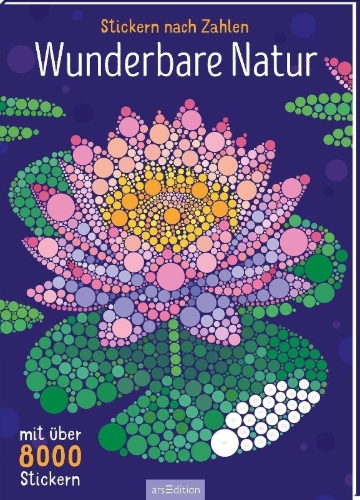 Buchcover und Innenansicht für das Buch: Stickern nach Zahlen - Wunderbare Natur