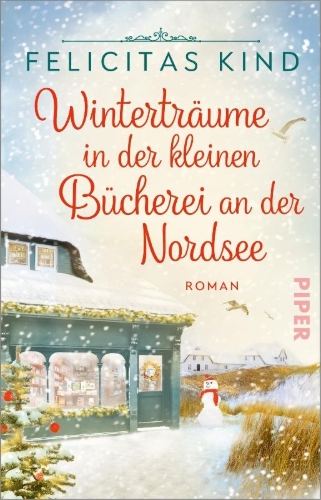Buchcover und Innenansicht für das Buch: Winterträume in der kleinen Bücherei an der Nordsee