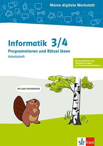 Buchcover und Innenansicht für das Buch: Informatik 3/4. Programmieren und Rätsel lösen